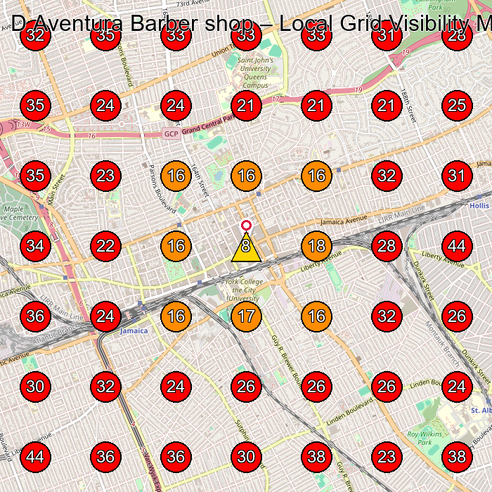 D Aventura Barber shop GeoGrid visibility map for Barber Shop in Jamaica Ave